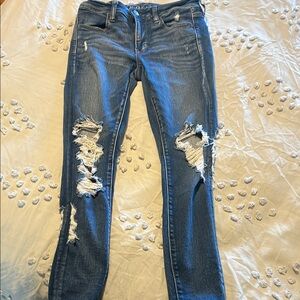 Distressed Blue Jeans